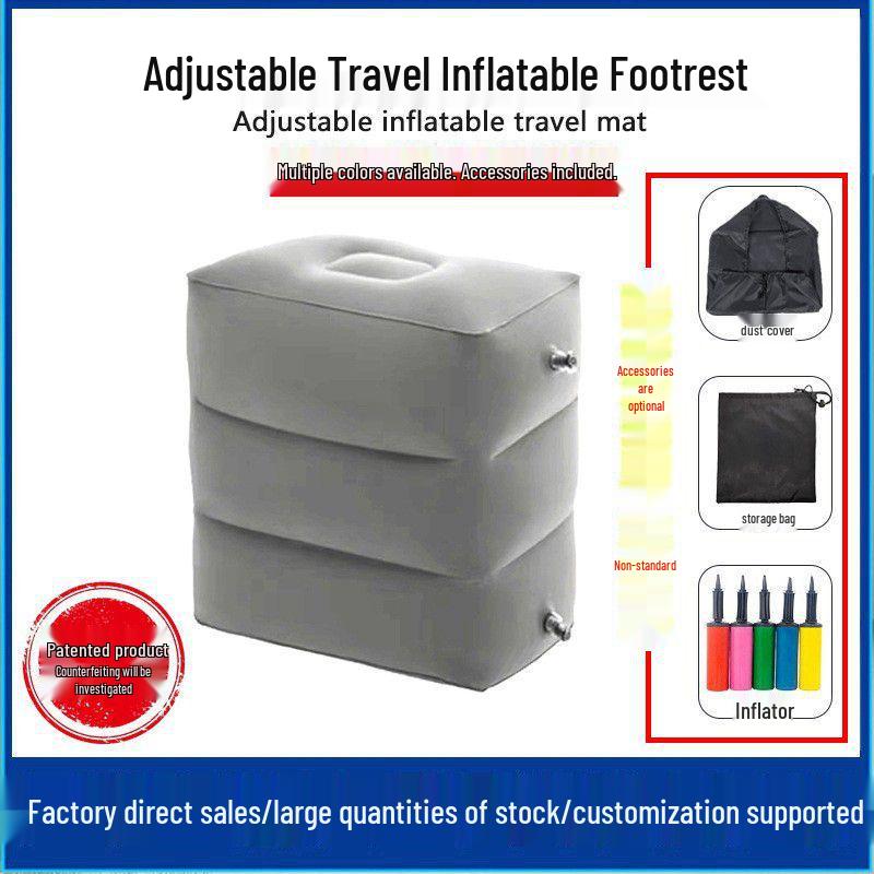 Inflatable Travel Footrest for Airplanes, Trains, Cars