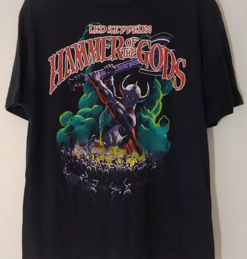 Rare T-shirt noir Led Zeppelin Hammer Of The Gods de 1988 Réimpression