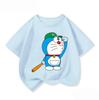 Cute Children's Short-Sleeve T-Shirt, Cute Doraemon Crew Neck, Everyday Casual Summer Kids' Clothing