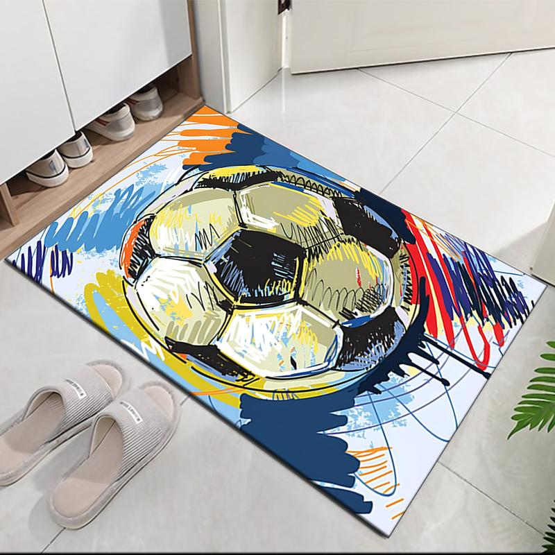 Fußball bedruckter Teppich, für Bürostuhl Wohnzimmer Schlafzimmer Küchenraum Dekoration Geschenke.