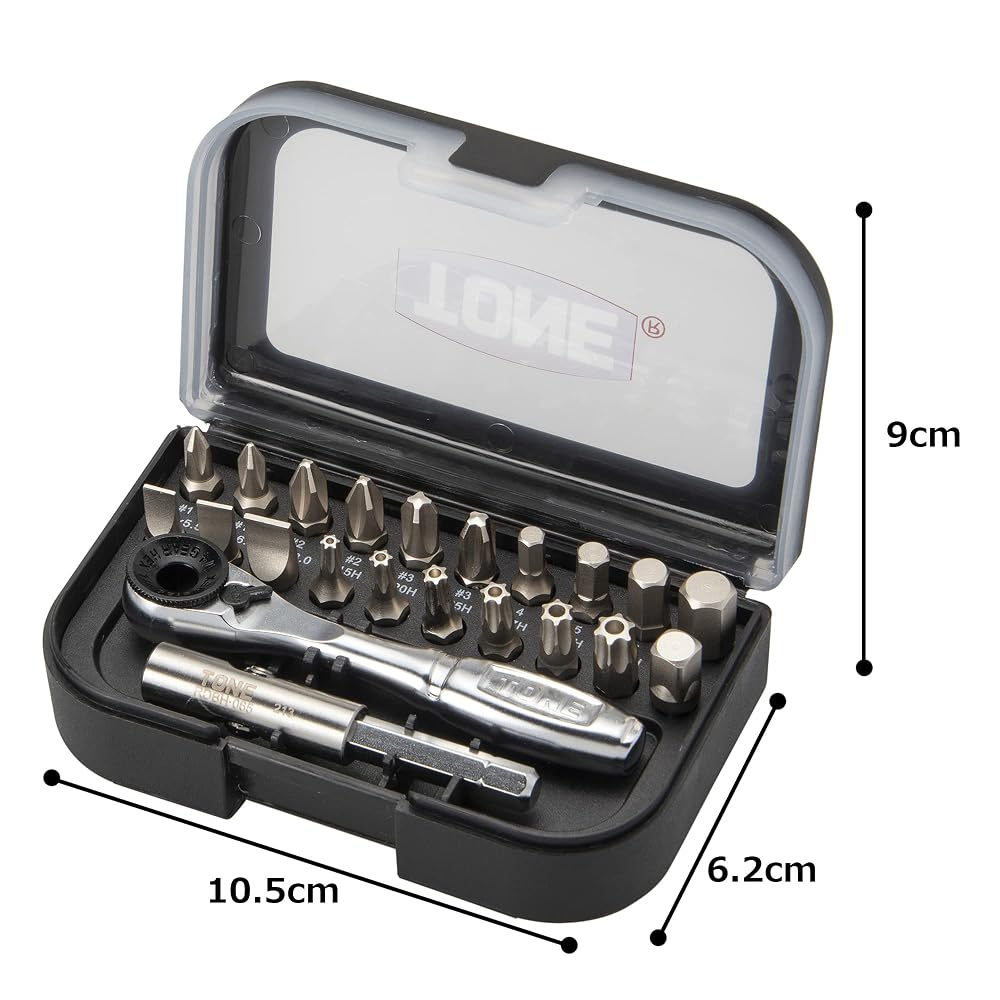 TONE Bit Ratchet Set BRS20 1/4" (6.35mm) Black 22-Piece Set