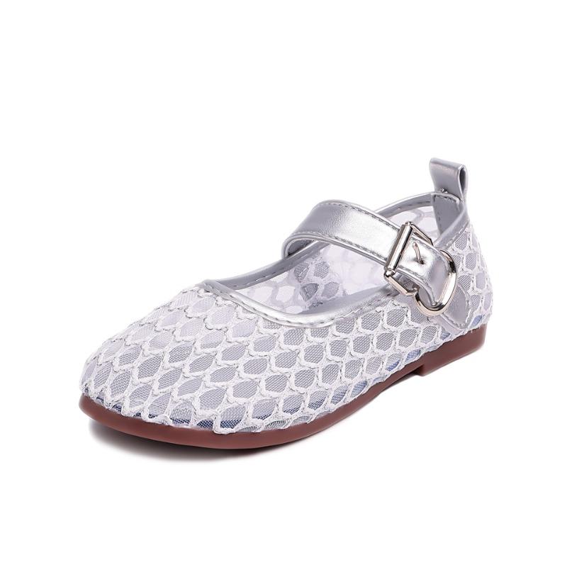 Fashion Children Flats Shoes Mesh Breathable Kids Princess Shoes Hollowed-out 2025 Summer Soild Color Soft Sole Non-slip Girls Sandals