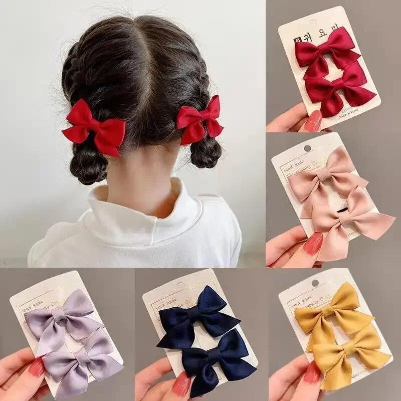2pcs Korean Kids Bow Hair Clips Cute Girls Princess Braid Hair Headwear Girls Children Hair Accessories