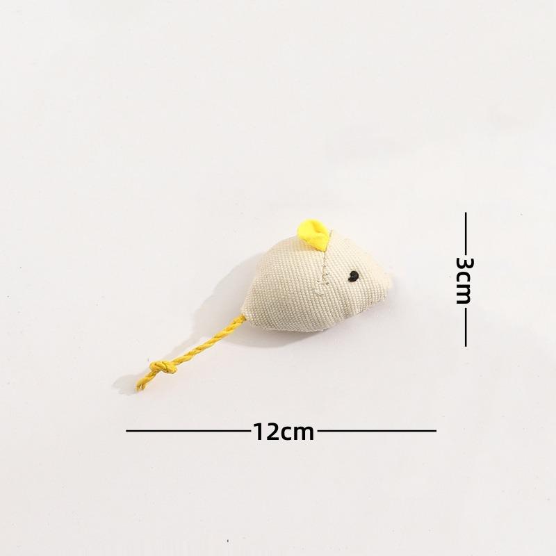 Cute Fabric Mouse Cat Toy with Yellow Tail, Interactive Kitten Chew Teaser, Durable Pet Play Toy for Cats Gift