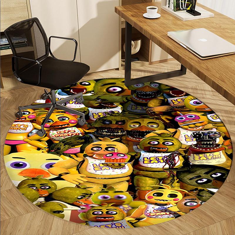 Five Nights at Freddy's Muster Runder Teppich, Innen-/Außenmatte, für Picknick, Spielzimmer, Schlafzimmer, Büro, Wohnzimmer, Heimdeko Teppich, Geburtstagsgeschenk