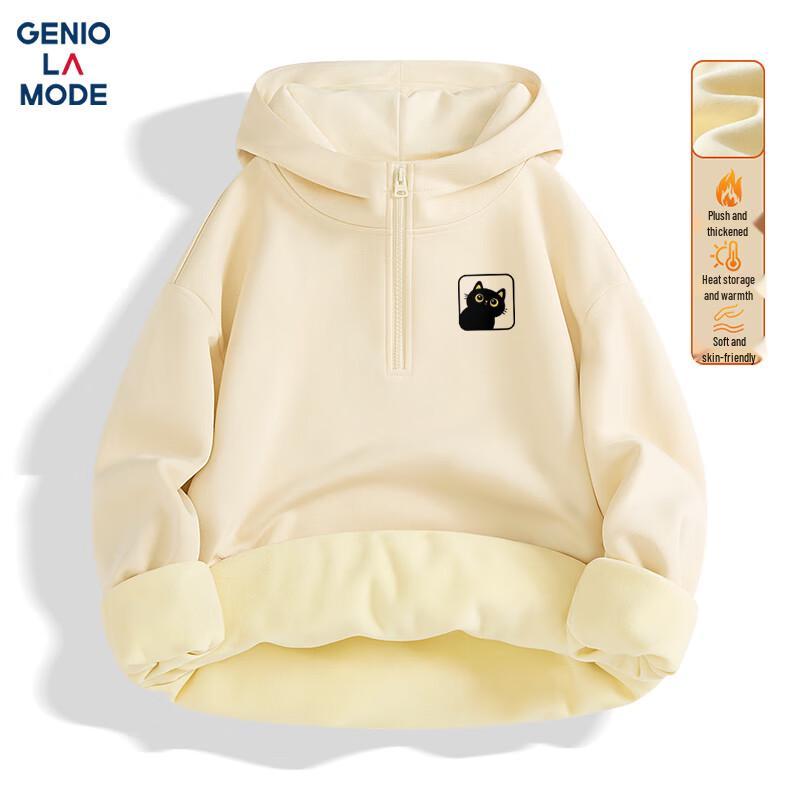 GENIOLAMODE Men's Fleece-Lined Half-Zip Hooded Sweatshirt