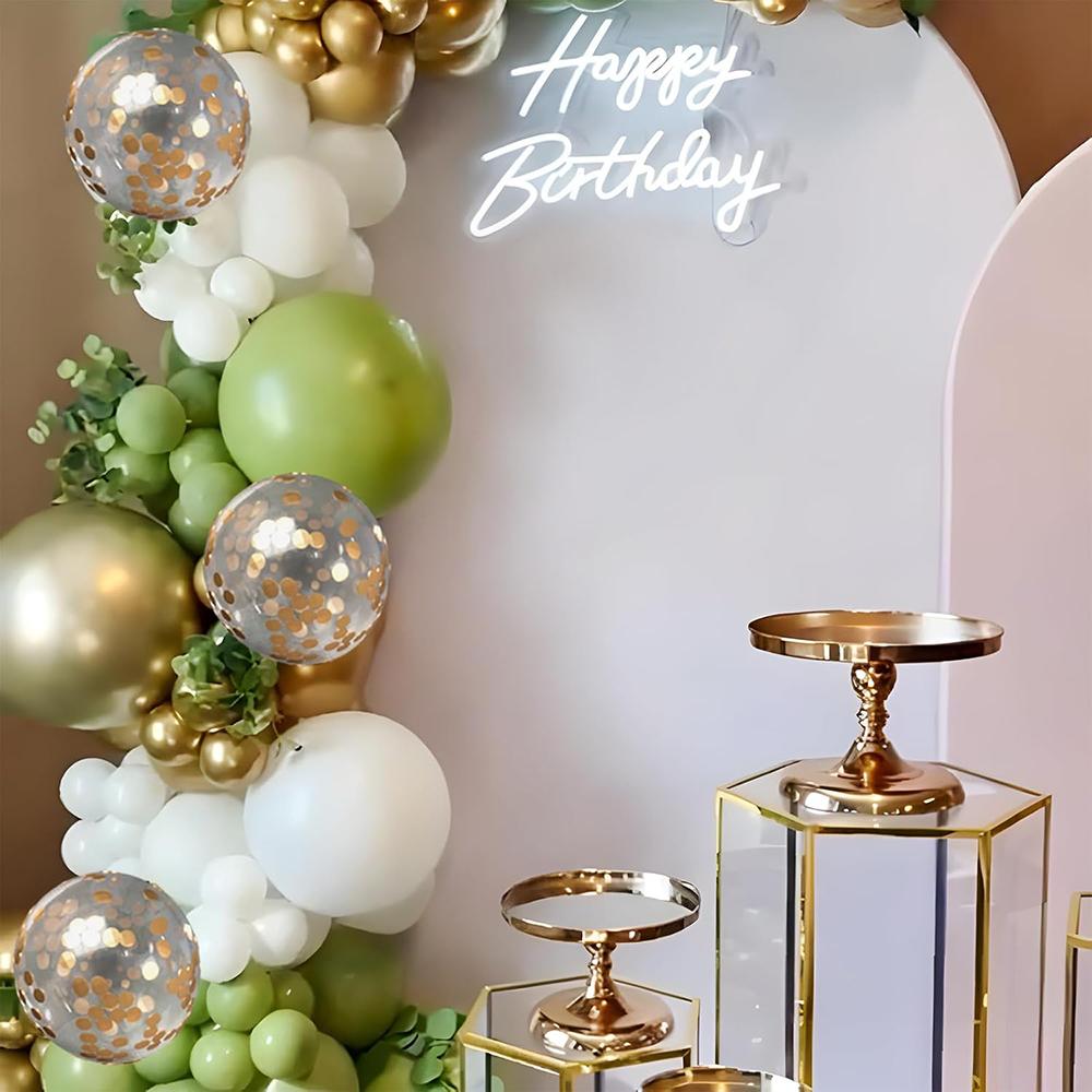 Avocado Green Balloons Garland Green White Gold Confetti Balloon Arch Kit Wedding Anniversary Baby Shower Birthday Party Globos