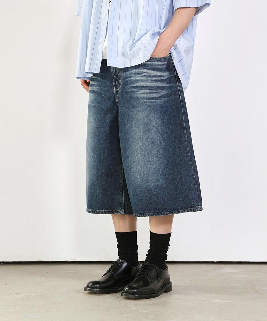 Odeoakaibeu Max Wide Bermuda Denim Pants Summer Blue