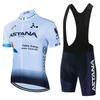 ASTANA Conjunto de Ciclismo Masculino de Verão com Manga Curta Top para Mountain Bike Secagem Rápida Respirável Absorvente de Suor Conjunto de Manga Curta