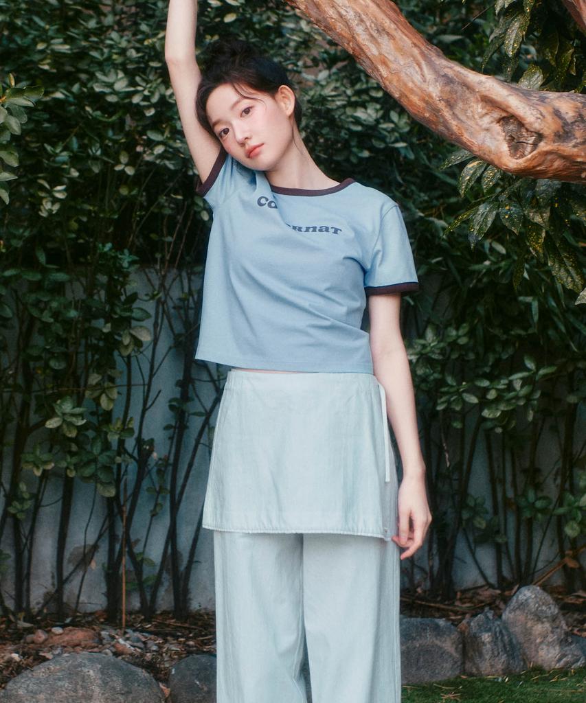 COVERNAT WOMAN Cooper Logo Ringer T-Shirt Dusty Blue