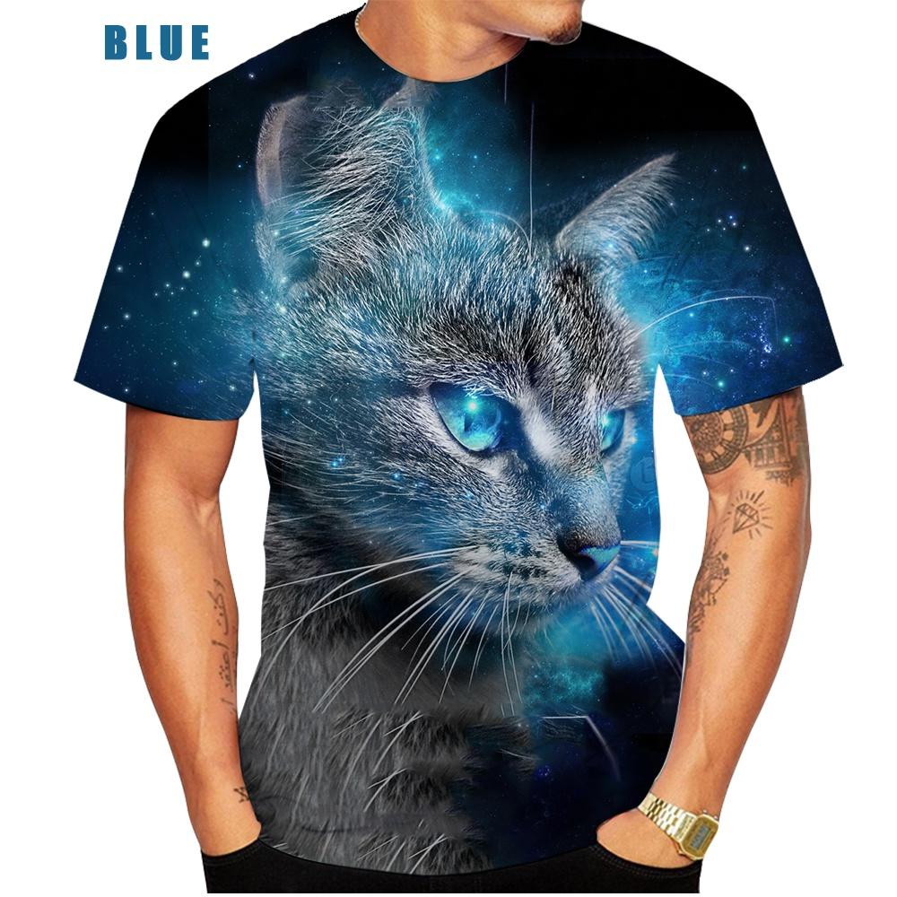 Animal Cat Print Men's T-shirt Harajuku Cute Loose Short-sleeved Tops Fashion Simple T Shirt Oversized Men Women Unisex Clothing