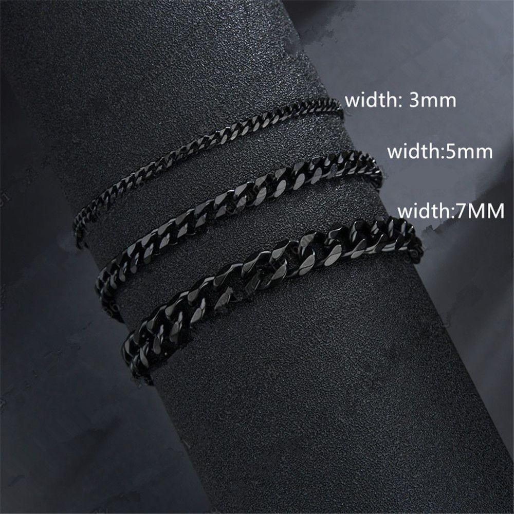 Jewelry Fashion 3/5/7mm Men's Cuban Classic Men's Bracelet Wide Chain