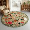 Flower Area Rug Absorbent Quick Dry Round Plush Floral Floor Mat Washable Non-slip Living Room Bedroom Bathroom Decoration Carpet