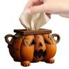 Halloween Pumpkin Tissue Box Holder Spooky Tissue Case Holder Facial Paper Organizer Bathroom Kitchen Car Office Home Decor