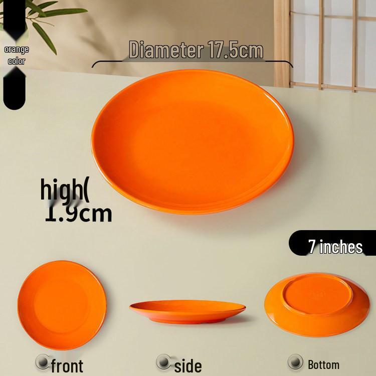 Melamine Round Plate: Porcelain-Look, Two-Color, for Commercial Use In Restaurants and Buffets - Perfect for Fast Food, Rice Bowls, and Cold Dishes.