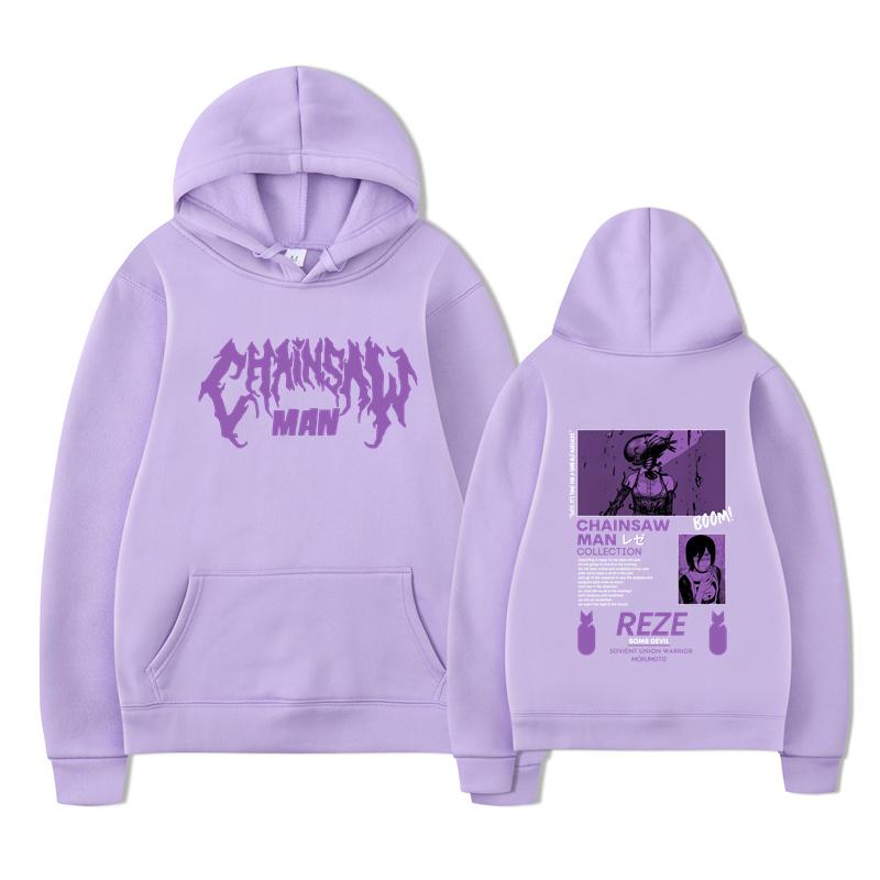 Anime Chainsaw Man Reze Hoodie Harajuku Manga Långärmad Dam Casual Oversized Pullover Streetwear