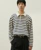 MINAV Striped Knit Collared T-Shirt [Navy]