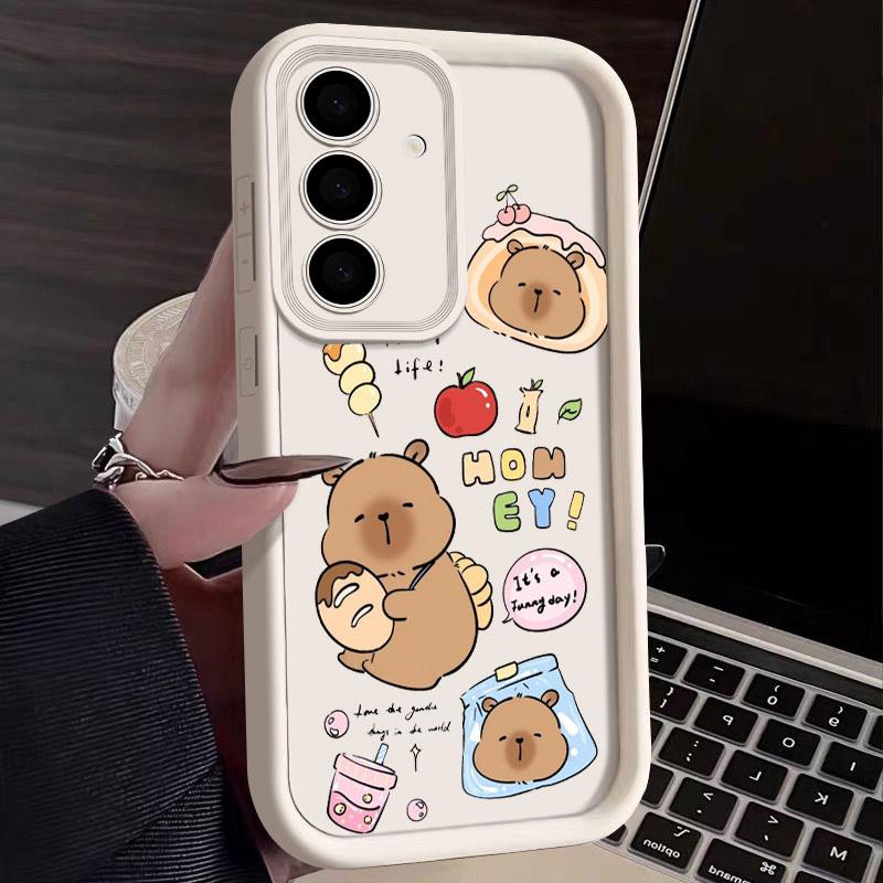 Artistic Little Bear Capybara Phone Case For Samsung S26 S25 S24 S23 S21 S20 Ultra For Galaxy S25 S24 FE S26 Plus Silicone Cover
