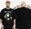 2025 Summer Heavy Metal Rock Chemical Tshirt Mens Oneck Oversized Street Dress Retro Pure Cotton Harajuku Tshirt