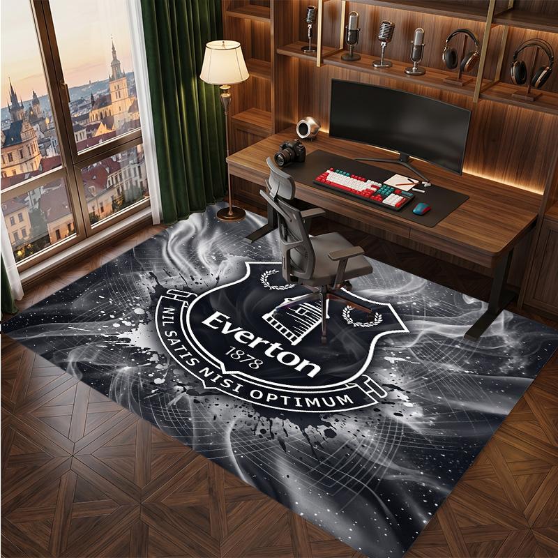 Everton Football Print Crystal Velvet Rug, Comfortable Water Absorbent Non Slip Indoor Floor Carpet