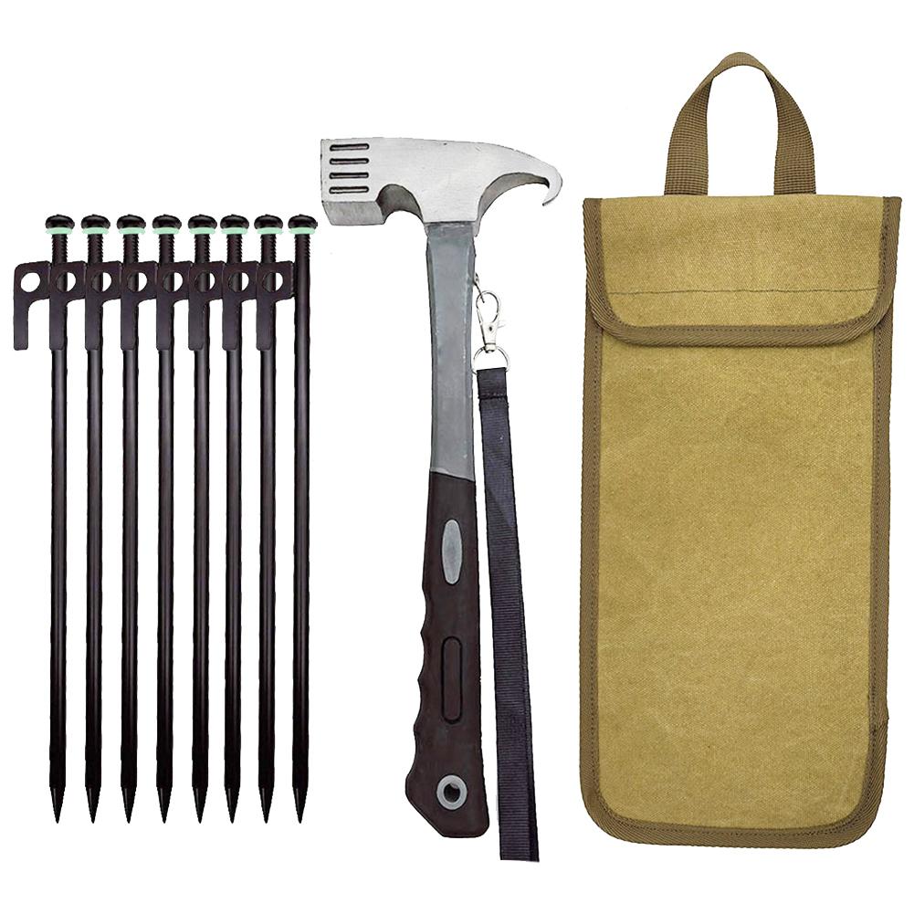 4/8pcs Camping Tent Pegs Heavy Duty Tent Stakes Pegging Ground Anchor Nails 30cm with Storage Bag & Hammer for Outdoor Camping