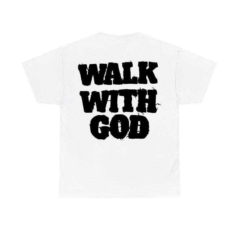 Unisex Kristna "Vandra med Gud" T-shirt, avslappnad ren bomull, trendig unisex T-shirt.