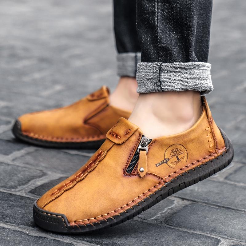 Men's Leather Casual Shoes Handmade Slip On Driving Shoes