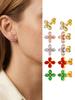 Stainless Steel CZ Stone Clover Flower Stud Earrings for Women Cartilage Ear Piercing Jewelry Aros
