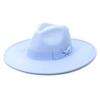(מַקרֵן)אופנה לשני המינים חגורת צמר רחבה שטוחה עליונה כובע פדורה מסיבת כובעי כנסייה כובע