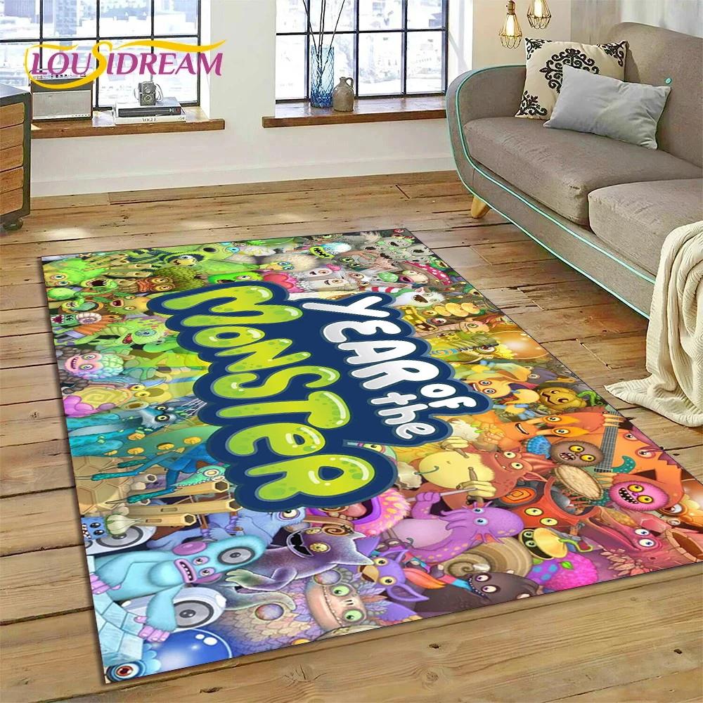 Jeu 3D Mes Monstres Chanteurs Tapis de Dessin Animé Tapis pour Salon Chambre Décoration de Maison, Tapis de Sol Antidérapant pour Canapé Paillasson Cadeau Enfants