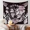 Bohemian Tapestry Wall Hanging with Skull Mushroom Design Ins Style Decorative Fabric for Bedroom Living Room Dorm Background