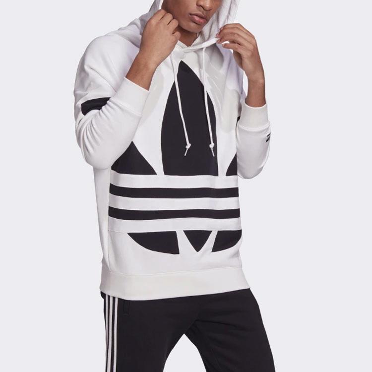 adidas Moletom Original Trefoil Logo Grande com Cordão Sólido com Ombros Caídos Masculino Moletom Branco FM9909