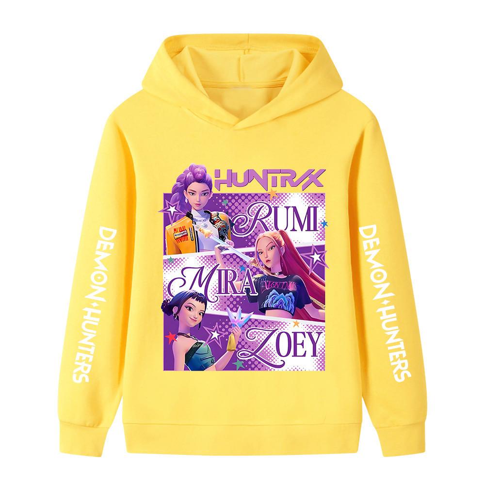 B1199XX Kids Boys Girls Kpop Rumi Zoey Mira Huntrix Print Long Sleeves Hoodie
