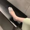 Fashion Square Rhinestones Buckle Flats Ballet Shoes for Women Slip on Shallow Mouth Moccasins Elegant Women's Wedding Shoes Loafers