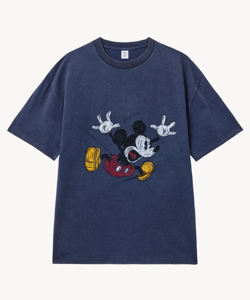 VTWO Fade Wash Jumping _Mickey_ T-Shirt (Navy)