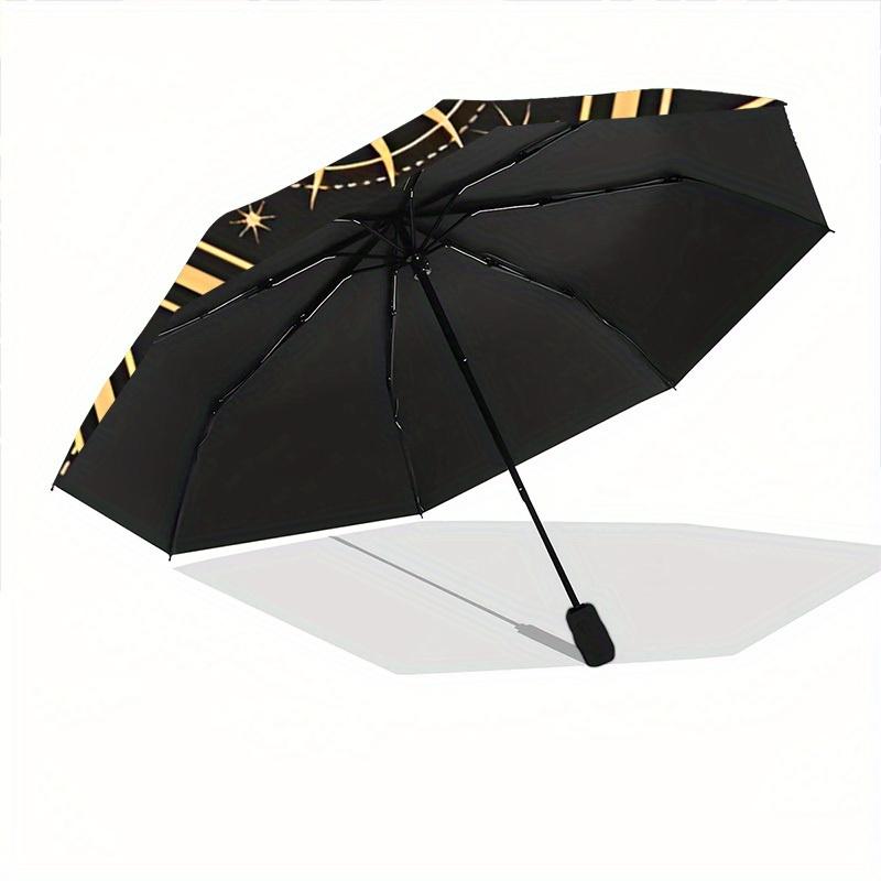 1pc Star Mandala Automatic Open/close Folding Compact Umbrella, 8-Rib Sturdy Canopy, Lightweight Portable, Everyday Use, Gift, Outdoor Umbrella, Trave