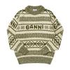 Ganni K2174 775 Grafické logo Jehněčí vlna Dámský úplet