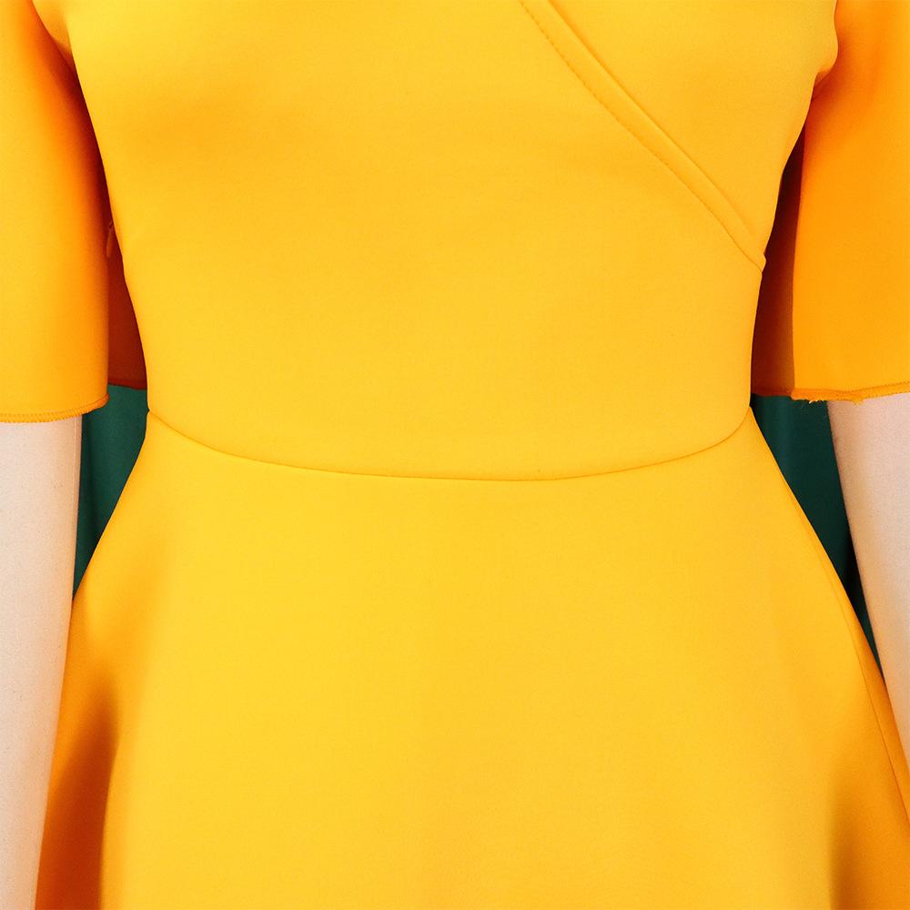 Summer Women's Dress Plus Size Flared Sleeve V-Neck Fashion Temperament Large Skirt Hem Dresses
