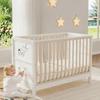 Baby Bed with Paintable Panels, 3-Way Adjustable, Convertible To Co-Sleeper Bed/Couch, 120×60×90cm, Pine, Natural Wood + White Lacquer, EN 716 Tested