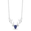 Blue Sapphire Stag Head Necklace - 925 925 Sterling Silver