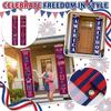 Vertical Banner Set with Welcome and The 4th of July Lettering Hanging Porch Sign with Star and Flag Print for Outdoor Decor