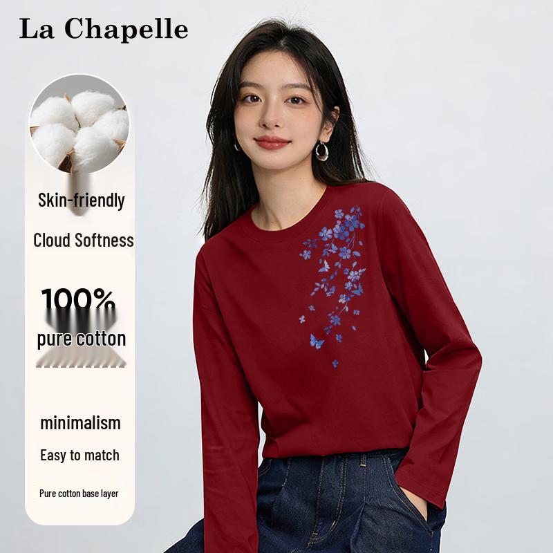 La Chapelle Women's Loose-Fit Cotton Long-Sleeve Top