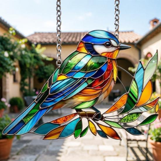 Birds Hanging Ornaments Acrylic Bird Window Decorations Colorful Sun Catchers for Christmas Trees Easter Parties Home Garden Patio Balcony