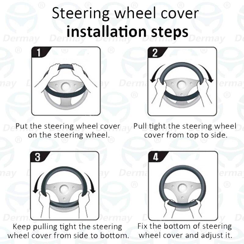 For Suzuki Swift 2017 2018 DERMAY Suede Leather Car Steering Wheel Cover Non-slip Auto Accessories Interior
