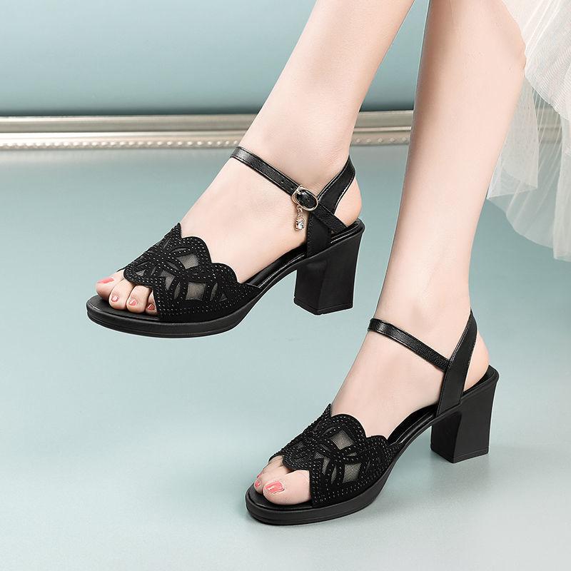Sandals for Women Pumps White Diamond Heeled Summer 2025 Buckles Ladies Shoes High Heels Open Toe Footwear Rhinestones