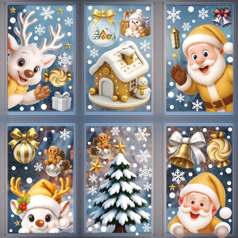 6 Stück Weihnachten Fensteraufkleber Wandaufkleber Kinderzimmer Wanddeko Frohe Weihnachten Dekorationen Für Zuhause Neujahrsaufkleber