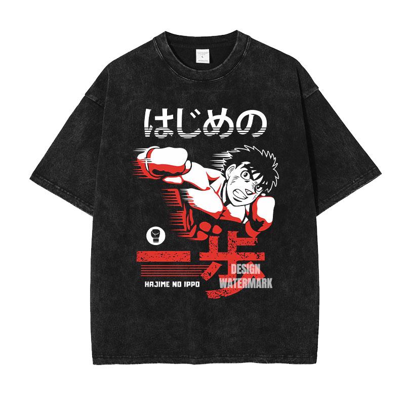 Anime MMakunouchi IIppo Tshirts Oversized Vintage Washed HHajime no Ippo T Shirt Manga The FFighting T Shirt for Man Cotton
