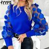 Women's Fashion Casual Spring Fall Solid Color Print Long Sleeve O-Neck Blouses & Shirts Pullovers