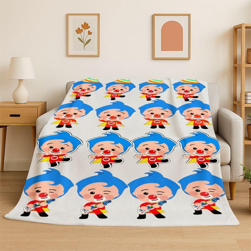 Pătură moale din flanelă drăguță plim plim cu desene animate, Pătură confortabilă pentru pat, Canapea, Sufragerie, Dormitor, Călătorii, Picnic, Copii, Camping