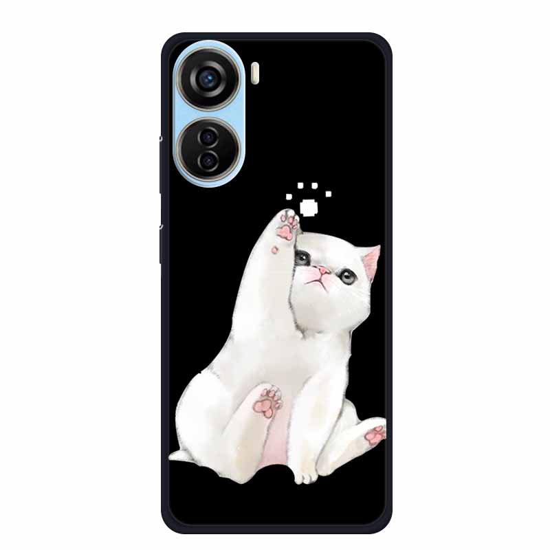 Black Silicone Case For ZTE Blade V50 Design 5G Libero 5G IV V41 Vita Axon 40 lite Phone Case Cartoon Cat Soft Back Cover Coque